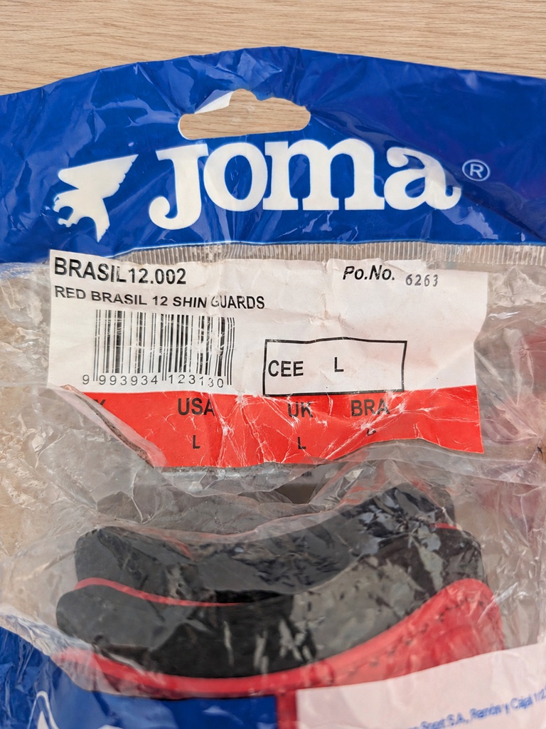 Espinilleras de fútbol Joma Brasil 12 rojas – Talla L